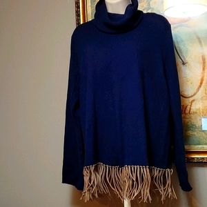 Kial Sweater EUC Large Faux Suede Fringe